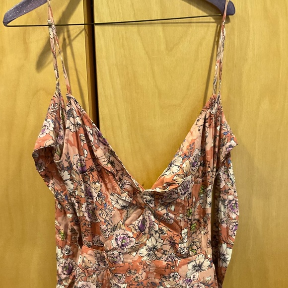 LULU’s Ties With You Rose Pink Floral Print Tie-Back Midi Dress- medium - Picture 8 of 9